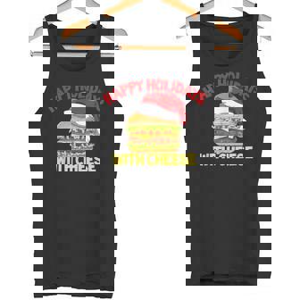 Happy Holidays With Cheese Burger Christmas Santa Hamburger Tank Top - Monsterry