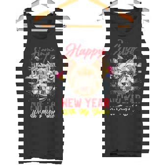 Happy New Year With My Yorkie For Yorkshire Terrier Dog Tank Top - Monsterry