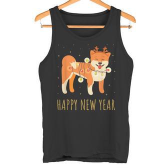 Happy Shiba Dog Celebrates New Year's Eve In Christmas Lights Tank Top - Geschenkecke