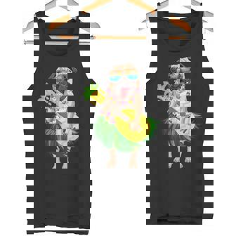 Hawaiian Pug Dog & Pineapple Ukulele Summer Vacation Tank Top - Monsterry