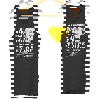 My Heart Is On 1st Base Softball Bat Proud Mom Dad Tank Top Tank Top - Monsterry