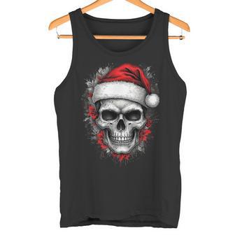 Heavy Xmas Skull With Santa Hat Ugly Hohoho Ho Tank Top - Geschenkecke