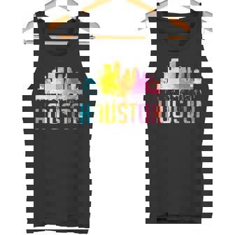 Houston Texas Watercolor Skyline Home State Souvenir Tank Top - Monsterry