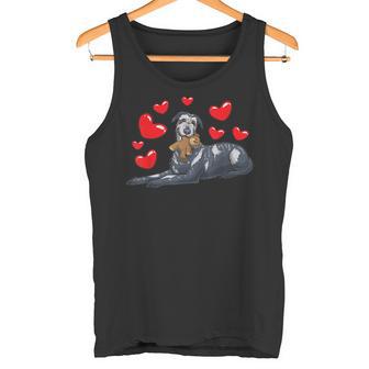 Irish Wolfhound Dog With Stuffed Animal And Many Hearts Tank Top - Monsterry