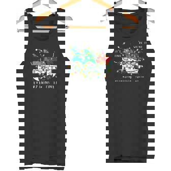 It's Fine Everything Is Fine Xmas Lights Gnome Christmas Tank Top - Monsterry