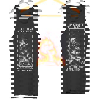 It's Past My Bedtime Skeleton Meme Flames Ironic Tired Tank Top - Monsterry