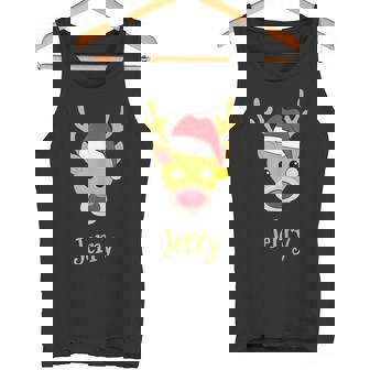Jerry Christmas Red-Nosed Reindeer Personalized Name Tank Top Tank Top - Monsterry