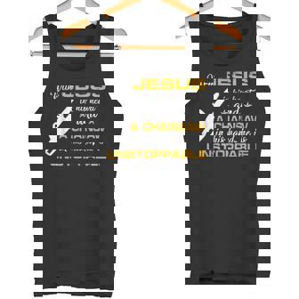 With Jesus In His Heart Chainsaw In His Hand Chainsaw Man Tank Top - Monsterry