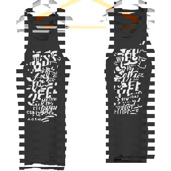 With Jesus In Her Heart And Coffee In Her Hand Tank Top - Monsterry