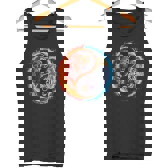 Jing Jang Symbole Ying Yang Chemise Lions Tigre Blanc Flammes Débardeur e - Cadeauxyz