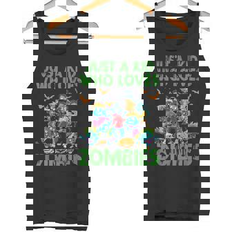 Just A Kid Who Loves Zombies Halloween Zombie Enthusiast Tank Top - Monsterry