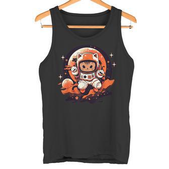 Kawaii Space Cat Retro Astronaut Cute Kitty Neko Cat Stars Tank Top - Monsterry