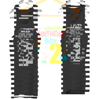Kids 2 Year Old Circus Birthday Party Amazing Birthday Boy Two Tank Top - Monsterry