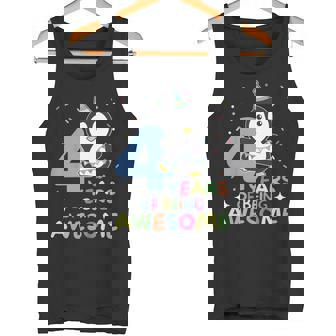 Kids 4th Birthday Penguin For Children Four Years Old Tank Top - Monsterry