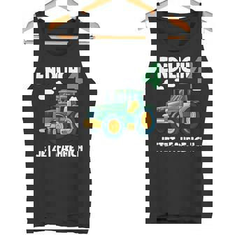 Kids Children's Tractor Finally 4 Tractor Sayings 4th Birthday Boys Tank Top - Monsterry