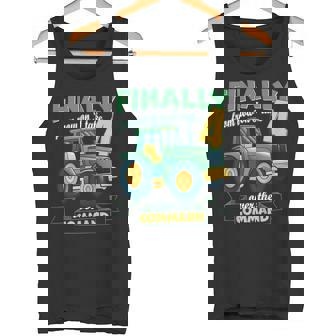 Kids Finally 4 4th Birthday Tractor 4 Years Old Tank Top - Monsterry