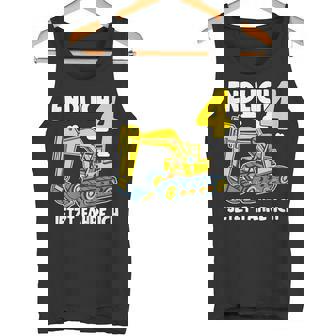 Kids Finally 4 Construction Site 4th Birthday Boys Digger Tank Top - Monsterry