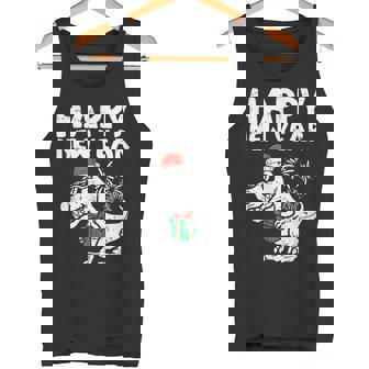 Kids Happy New Year T Rex Dino Dinosaur Christmas Pajamas Tank Top - Monsterry