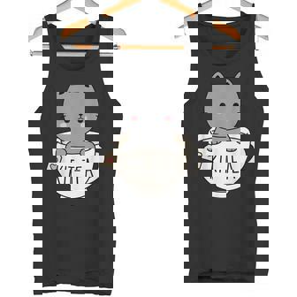 Kit-Tea Cute Kitten In Tea Cup Cat Lover Cat Pun Tank Top - Monsterry