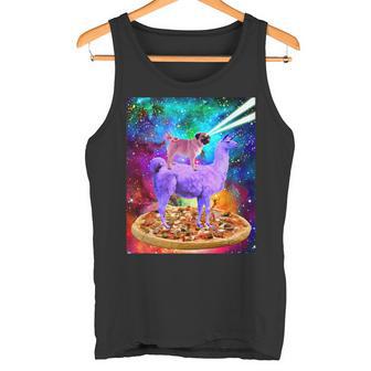 Laser Eyes Outer Space Dog Llama Unicorn Tank Top - Monsterry