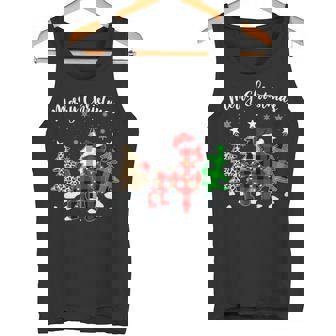 Leopard Buffalo Plaid Matching Toy Poodle Christmas Pajama Premium Tank Top - Monsterry
