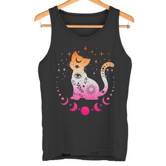 Lesbian Astrology Cat Moon Phases Lesbian Flag Tank Top - Geschenkecke