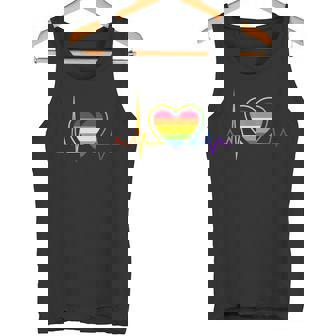 LGBT Heartbeat Pride EKG Rainbow Flag Heart Gay Lesbian Love Tank Top - Monsterry
