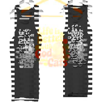 Life Is Better With God And Cats Inspirational Faithful Tees Tank Top - Monsterry