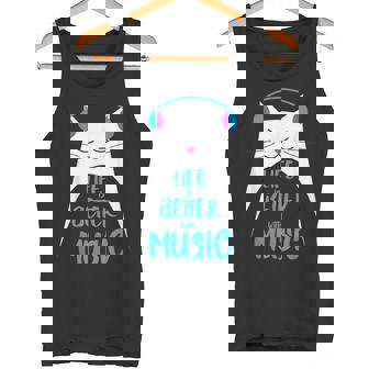 Life Is Better With Music Musician Cat Idea Tank Top - Monsterry