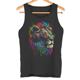 Lion Sunglasses Headphones Party Lion Lovers Lion Tank Top - Geschenkecke