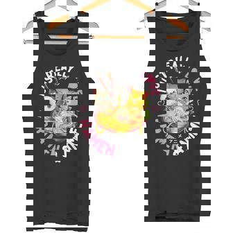 Love Anime And Ramen Japanese Noodles Neko Kawaii Cat Tank Top - Monsterry