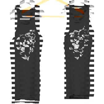 Love Camping Dog Paw Print Heart Flip Flops Coffee Camper Tank Top - Monsterry