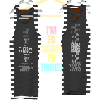 I Love Ed Personalized Retro Pattern First Name Tank Top - Monsterry
