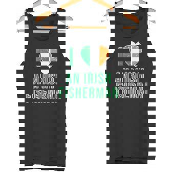 I LOVE AN IRISH FISHERMAN WITH IRELAND FLAG Distressed Tank Top - Monsterry