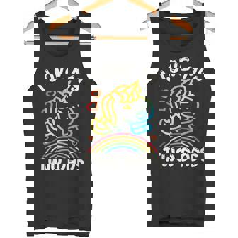 I Love My Two Dads Cute LGBT Gay Lesbian Unicorn Rainbow Tank Top - Monsterry