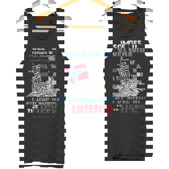Lutefisk Viking Ship Meme For a Norwegian Food Lover Tank Top - Monsterry
