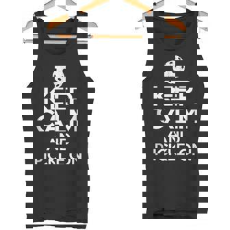 Mantén La Calma Y Pepinillo En Pickleball Sin Mangas Camiseta sin mangas - Regaloses