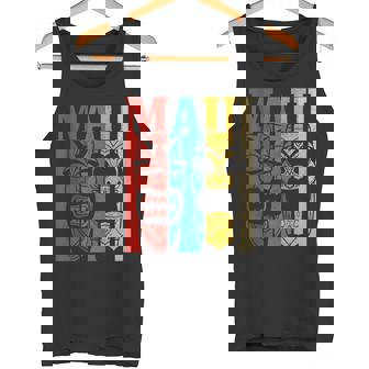 Maui Hawaiiintage Aloha Tiki Surfer Souvenir Tank Top - Seseable