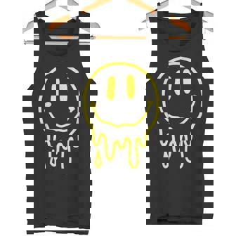 Melting Yellow Smile Face Melted Dripping Happy Face Kids Tank Top - Monsterry
