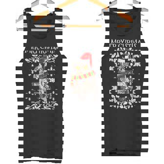 Merry Christmas Ornament Whiskered Screech-Owl Ugly Xmas Tank Top - Monsterry