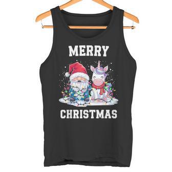 Merry Christmas Santa Hat Gnome Unicorn Xmas Party Christmas Tank Top - Geschenkecke