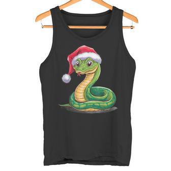 Merry Christmas Snake Xmas Party Eve Santa Hat Tank Top - Geschenkecke