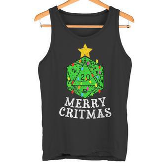 Merry Critmas D20 RPG Christmas Tree RPG Gamer Gaming Xmas Tank Top - Monsterry