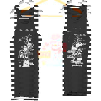 Mom-Mom Snowman Christmas Candy Cane Red Plaid Santa Tank Top - Monsterry