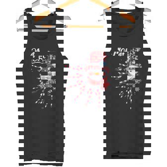 Mom Snowman Candy Cane Christmas Red Plaid Hat Tank Top - Monsterry