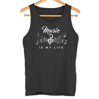 Music Is My Life Music Musician Treble Clef Tank Top - Geschenkecke