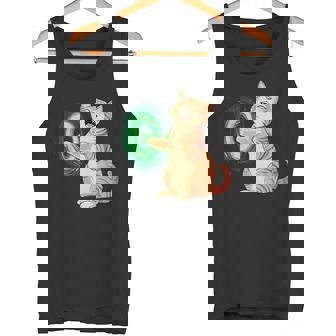 Naughty Cat With Portal Middle Finger On The Back Costume Tank Top - Monsterry