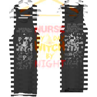 Nurse Witch Shirts Nurse By Day Witch By Night Halloween Tank Top - Monsterry