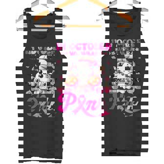 In October We Wear Pink Cute Ghost Lunch Lady Breast Cancer Tank Top - Monsterry