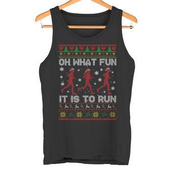 Oh What Fun It Is To Run Christmas Jumper Tank Top - Geschenkecke